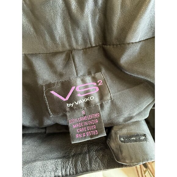 VS By Vakko Womens 100% Lamb Leather Pants Size 8 Regular Fit Flare Leg - Picture 4 of 4